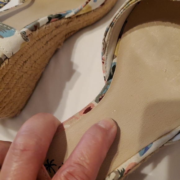 Montego Bay Club Shoes Women's Size 12 Open Toe Wedge Heel Floral Multicolor - Picture 9 of 11